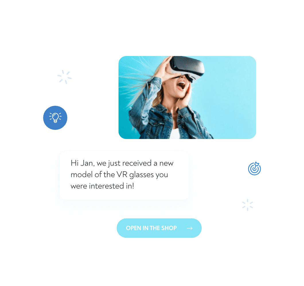 store notifying a customer about a new VR headset with a SMS message